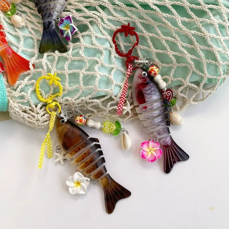 Funny Goldfish Series Resin Keychain Ocean Style Simulated Fish Keyrings For Bag Pendant Goldfish Keychains Wholesale Custom - Ice Cream Cake