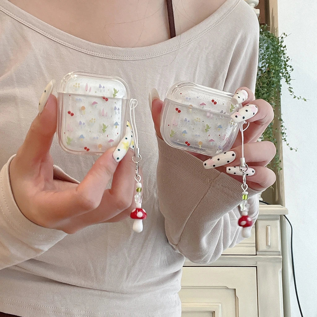 Glitter Mushroom AirPods Charger Case Cover
