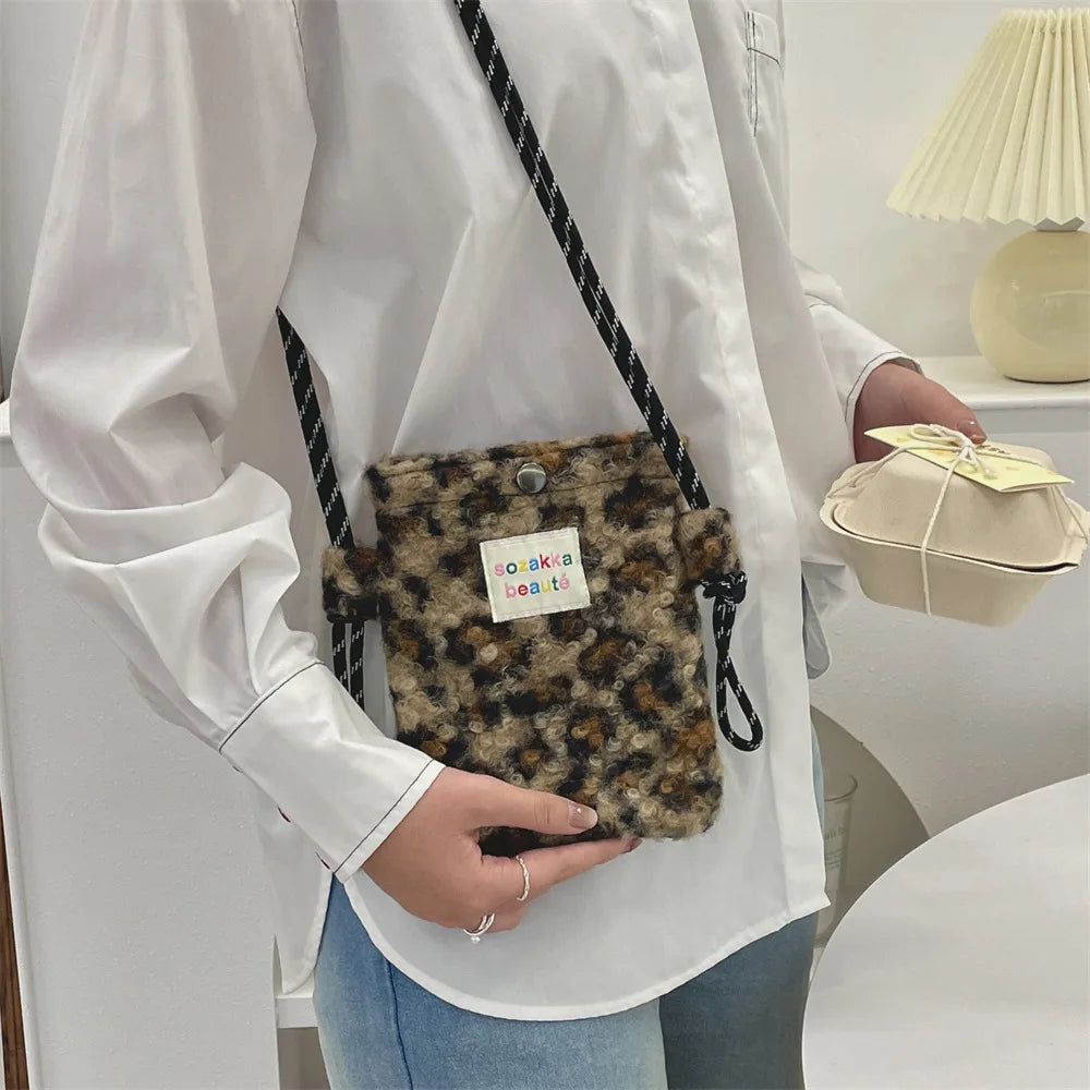 Teddy Fur Plush Pattern Shoulder Bag