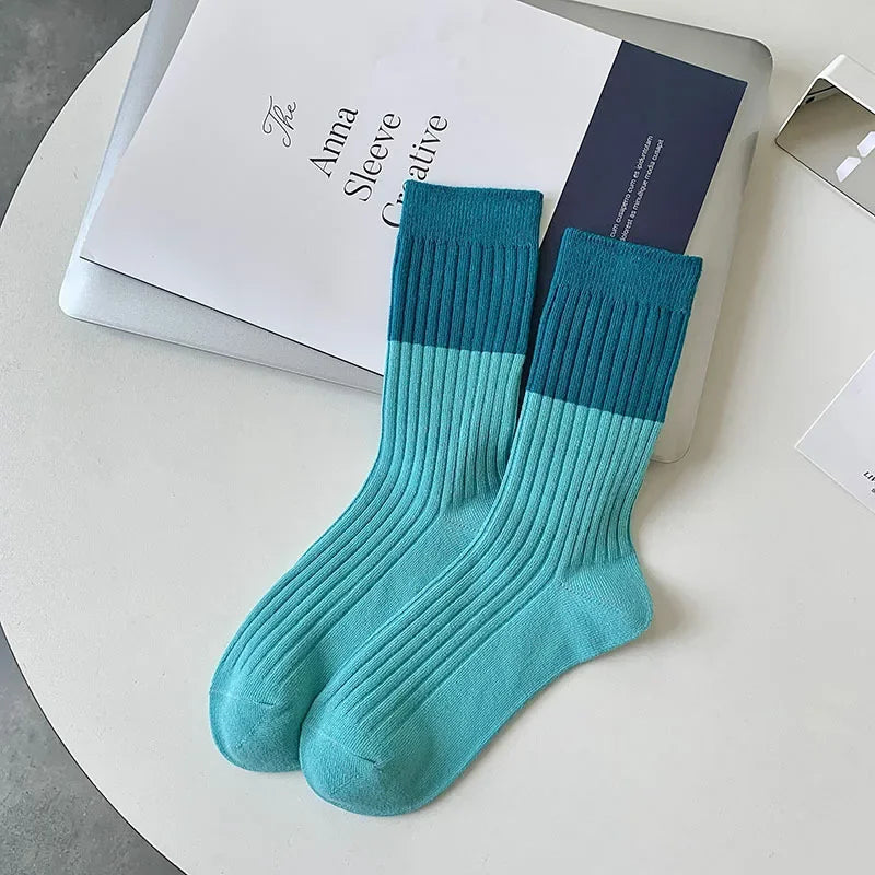 Stripe Pattern Crew Socks