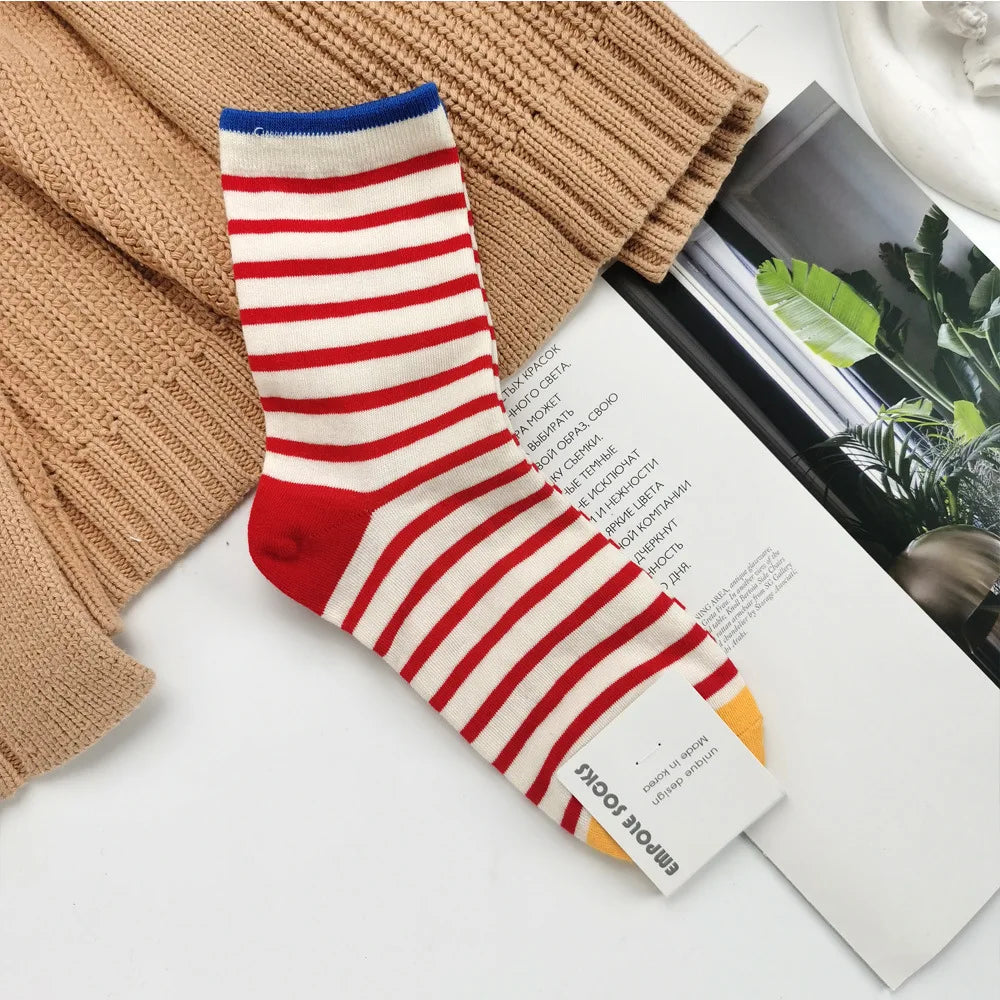 Contrast Stripe Crew Socks