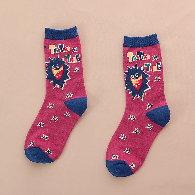 European and American fashion cartoon women socks funny Cartoon pop candy cute socks cotton for ladies 419 - Ice Cream Cake