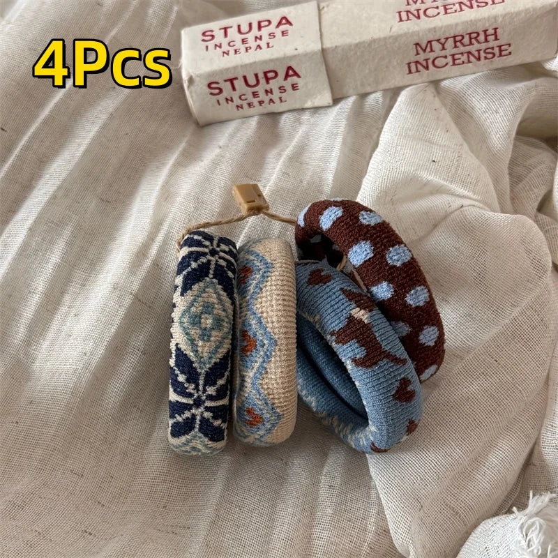 Fair Isle Colourwork Knit Hair Tie Set (Set of 4 Ties)