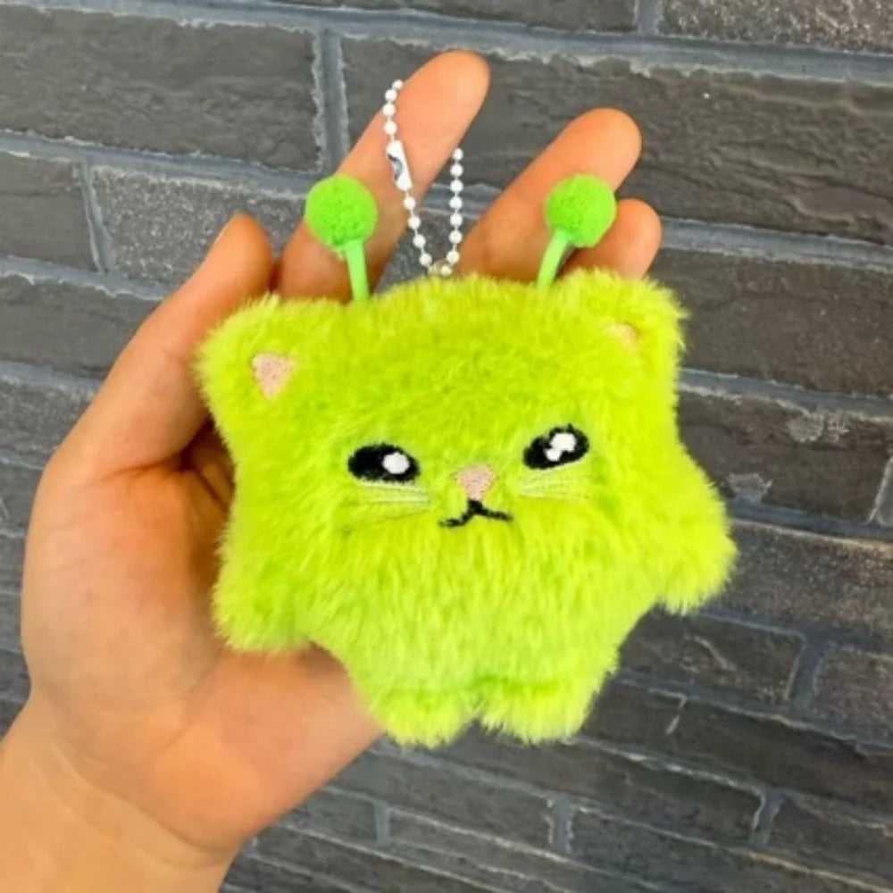 Alien Cat Plush Character Charm Keychain
