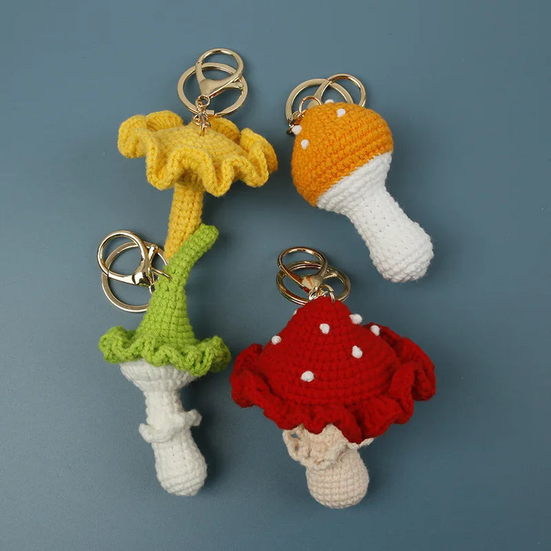 Handmade Crochet Mushroom Keychain Charm