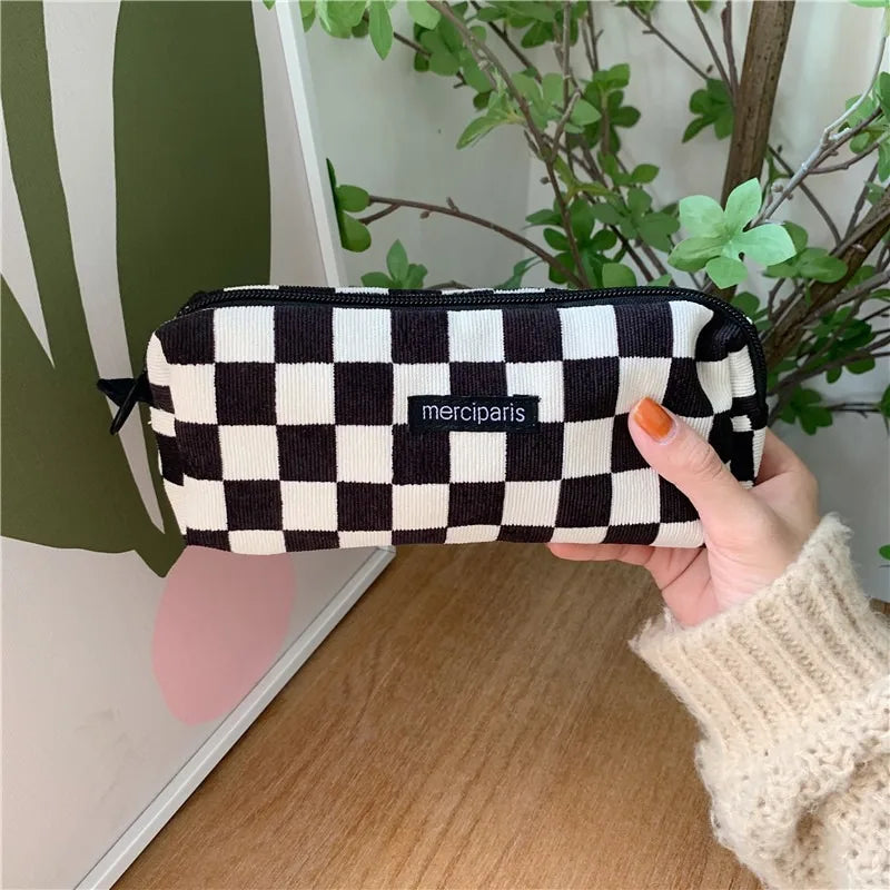 Corduroy Floral Travel Cosmetic Lipstick Purse Storage Bag Kawaii Women Makeup Handbags Organizer Wallet Pouch Pencil Case Bags - Ice Cream Cake