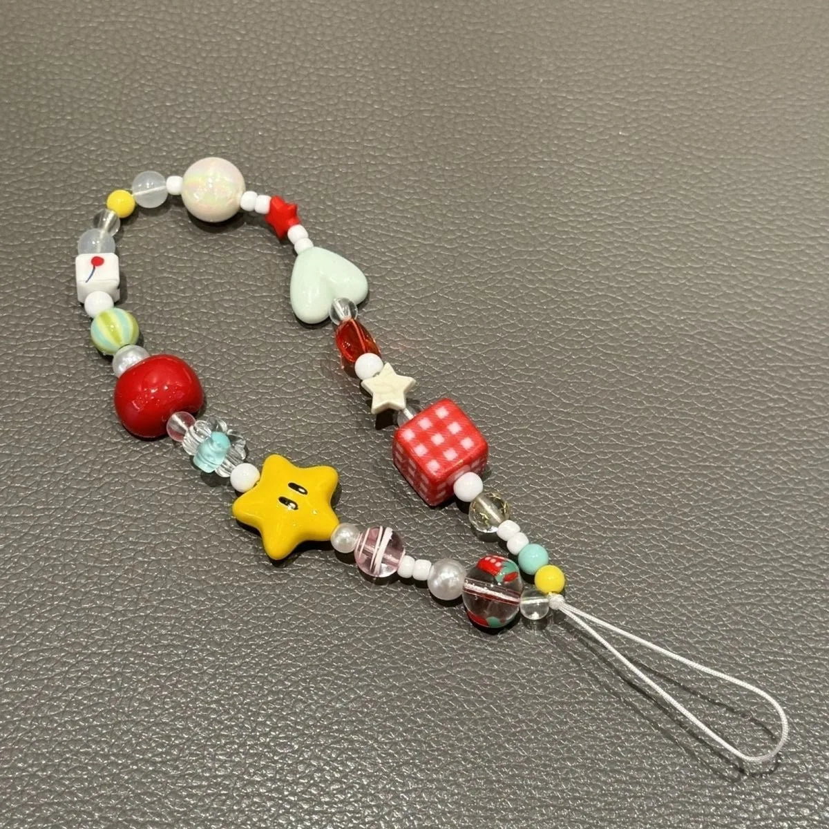 Cute Stars Pendant Beaded Phone Charm Chain Keycord For iPhone 18 17 Camera Bag Girls Strap Gifts Universal Hanging Rope﻿﻿﻿ - Ice Cream Cake