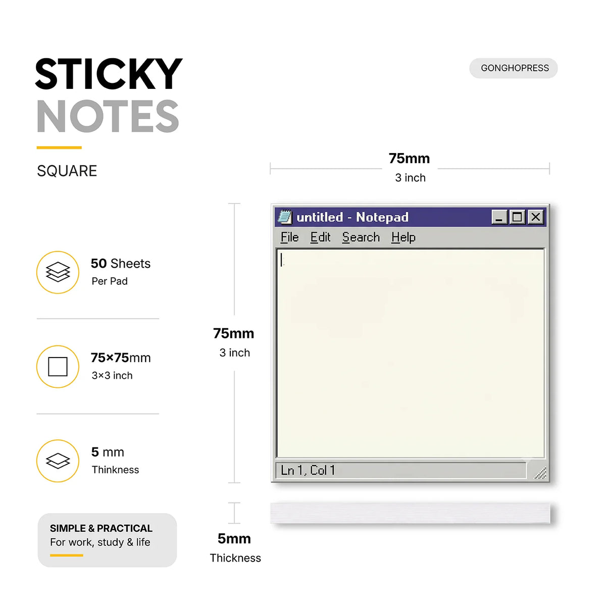 2 PCS 100 Sheets Total, Retro Computer Sticky Notes, Vintage Notepad Memo Pad, Old Windows Style Self-Adhesive Reminder Notes - Ice Cream Cake