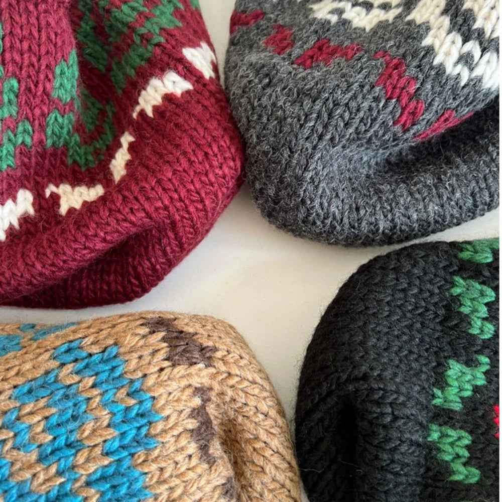 Rose Detail Knitted Duffle Button Balaclava