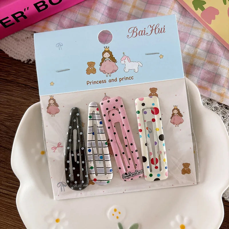 Dopamine Pattern Hair Clips, Set of 4
