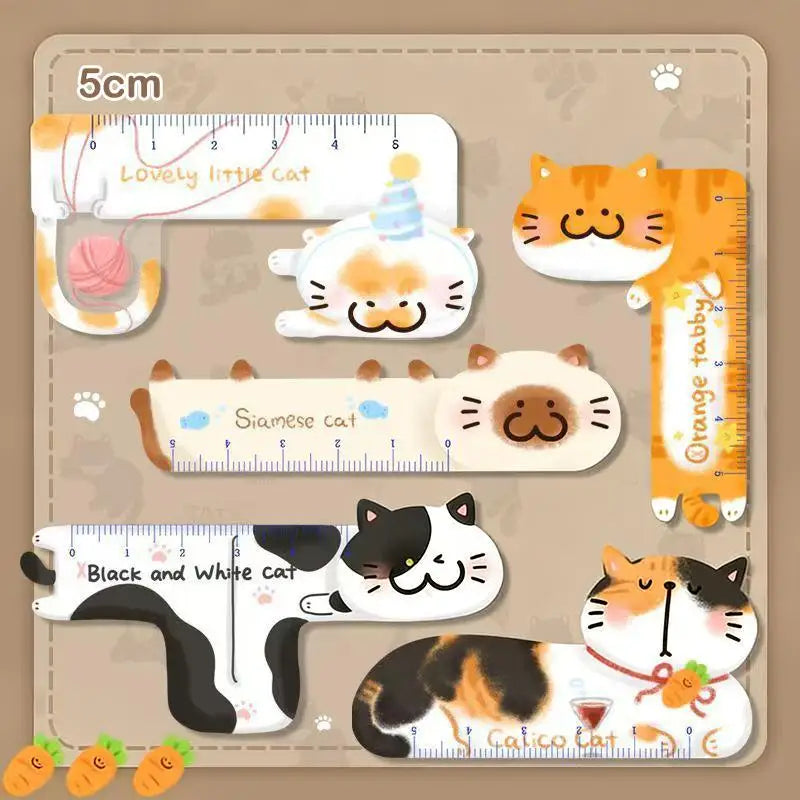 [G] 5Pcs Cute Cartoon Palm Ruler Mini Straight Ruler Student Pocket Stationery Portable Measuring Tool School Office Supplies - Ice Cream Cake