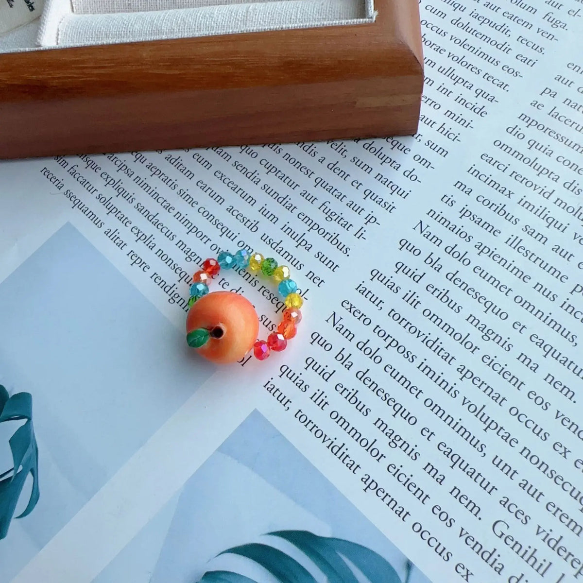 Beaded Fruit Charm Rings