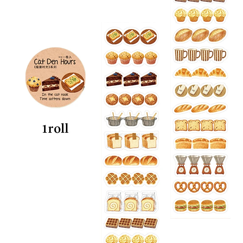 Mr.Paper 200cm/Roll Cat House Time Series Die-Cut Washi Tape Kawaii Cat & Bakery Decor for Journal Scrapbook DIY PhoneCase Decor - Ice Cream Cake