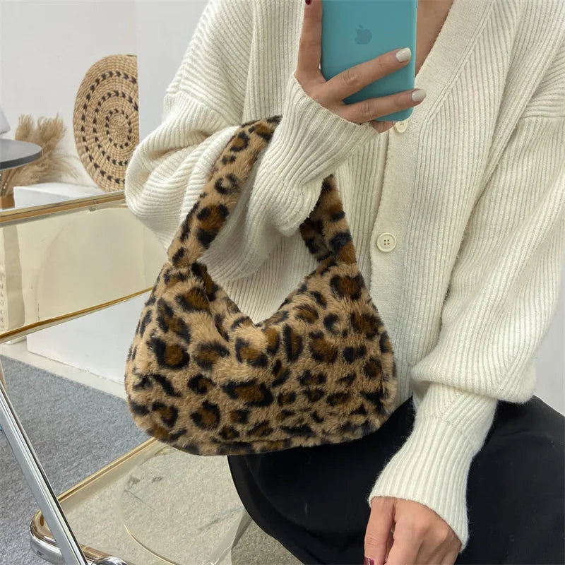 Faux Fur Animal Pattern Purse