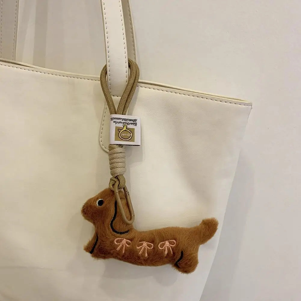 1PCS Cute Key Pendant Bag Hanging Decoration Gift Cartoon Animal Dog Dachshund Plush Keychain Puppy Stuffed Keyring - Ice Cream Cake