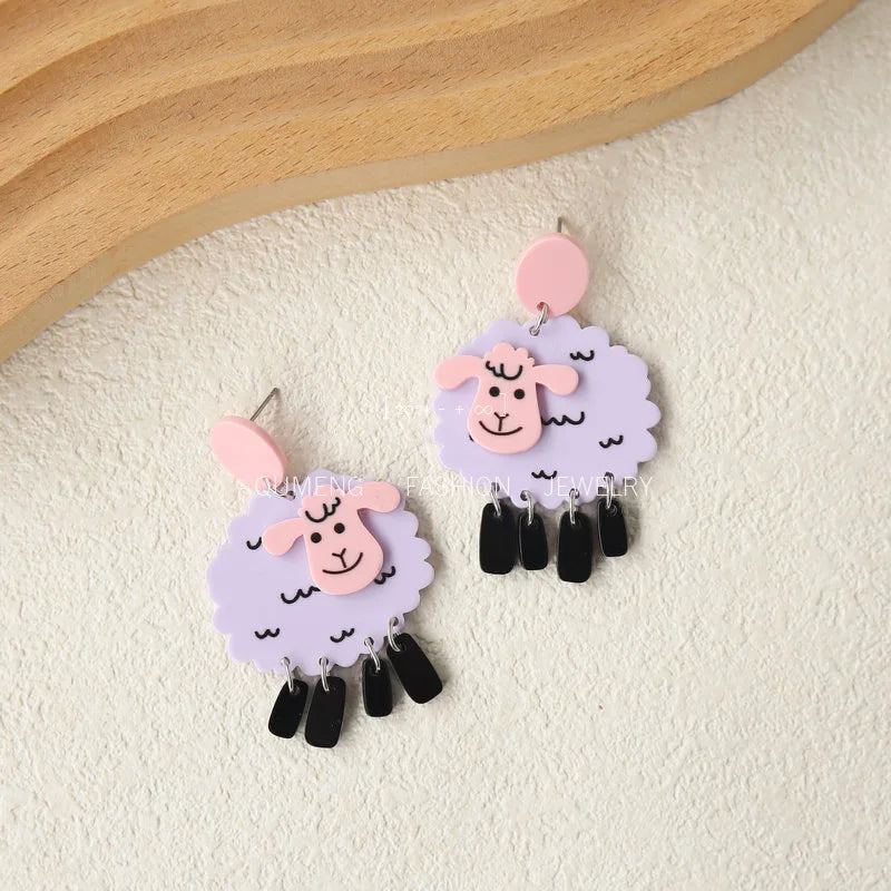 Acrylic Exaggerated Cartoon Animal Sheep Drop Earrings For Women New Trend Girls Ear Jewelry Gifts - Ice Cream Cake