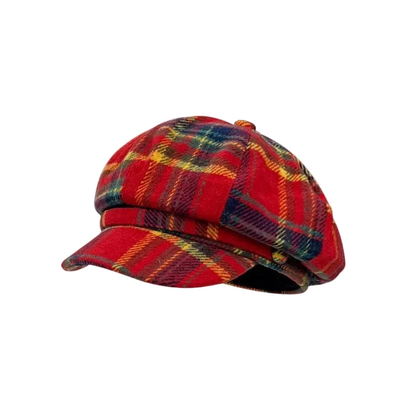 Tartan Pattern Newsboy Cap
