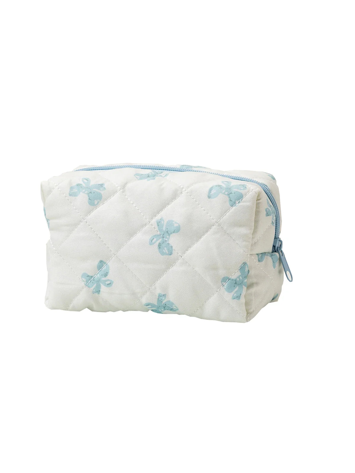 Quilted Gingham Bow Zipper Pouch