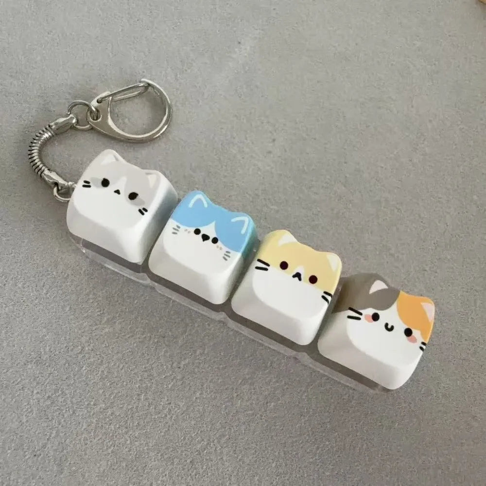 Kitty Cat Clicking Keyboard Key Fidget Keyring