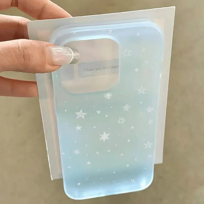 For iPhone 17 16 15 14 13 12 11 Pro Max Star Ins Matte Half-Transparent Anti-Drop Protection 1D010 - Ice Cream Cake