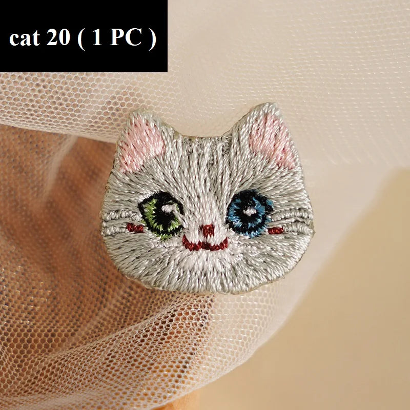 Kitty Cat Embroidered Iron on Patch (15 Designs) - Ice Cream Cake