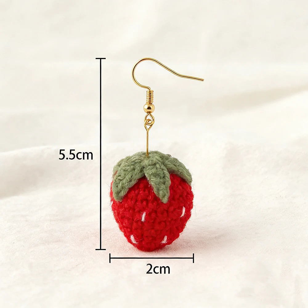 Crochet Fruit Earrings (8 Designs) - Ice Cream Cake