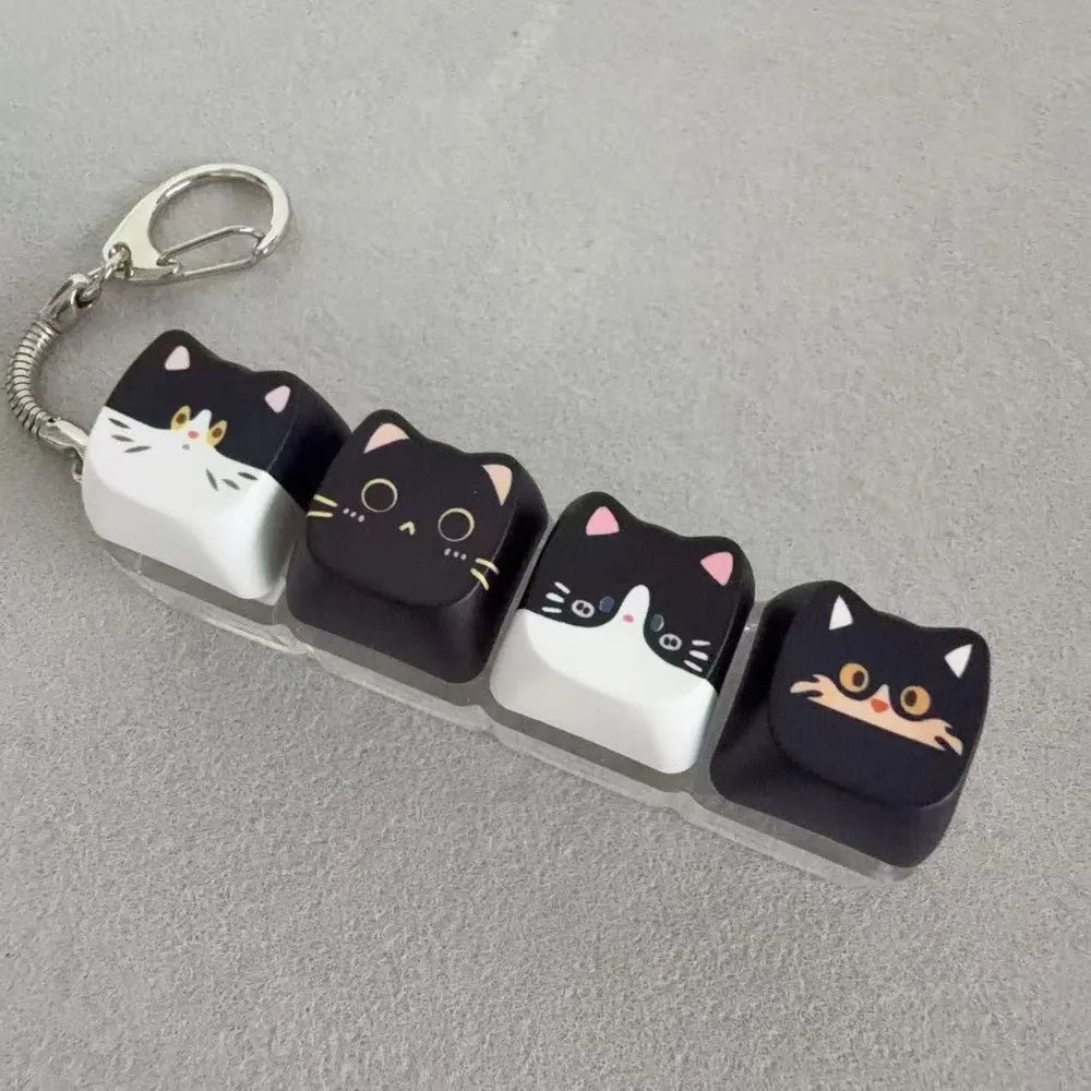Kitty Cat Clicking Keyboard Key Fidget Keyring