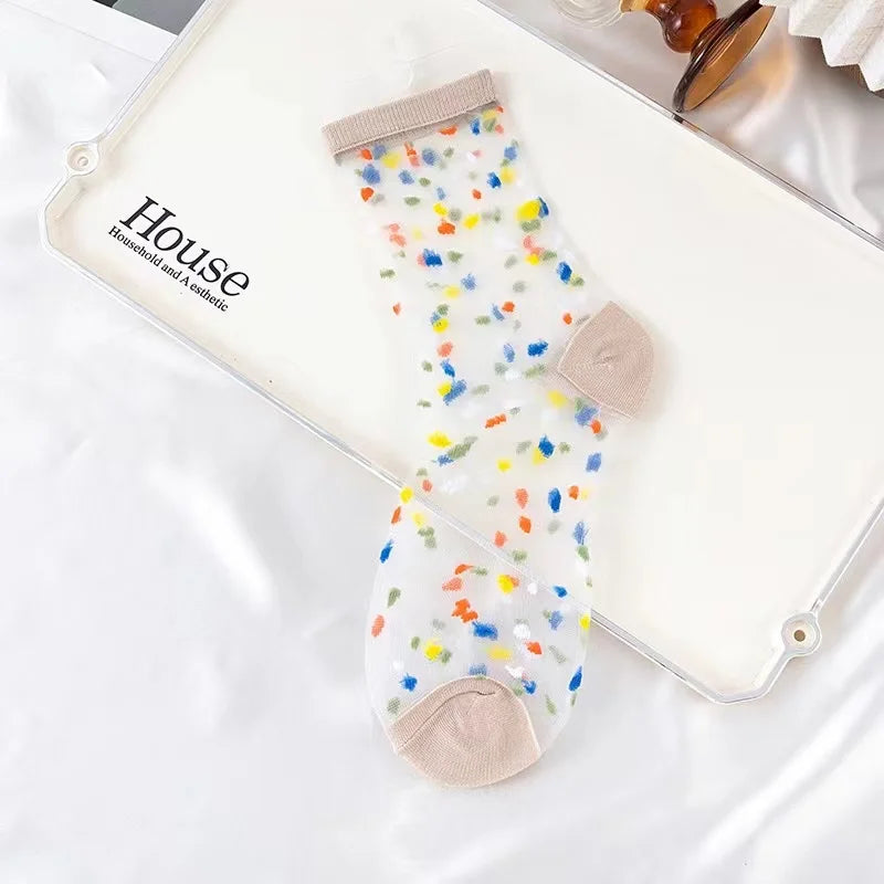 Transparent Confetti Speckle Crew Sock Set (Set of 6 Pairs)