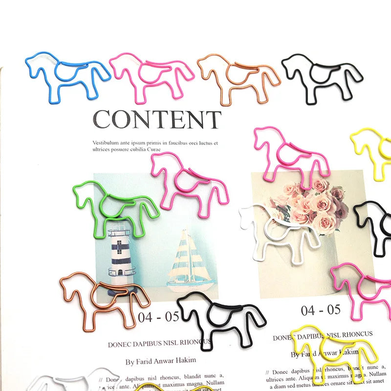 20-100pcs Color Pony Horse Paper Clip Special-shaped Paper Clip Animal Papeclips Creative Stationery Office School Supplies - Ice Cream Cake