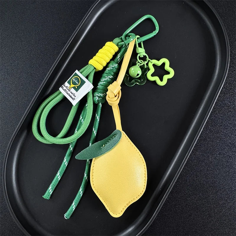 Cute Fruit Keychain Cartoon Lemon PU Leather Bag Pendant Birthday Gifts Car Keyring Girl/Boy - Ice Cream Cake