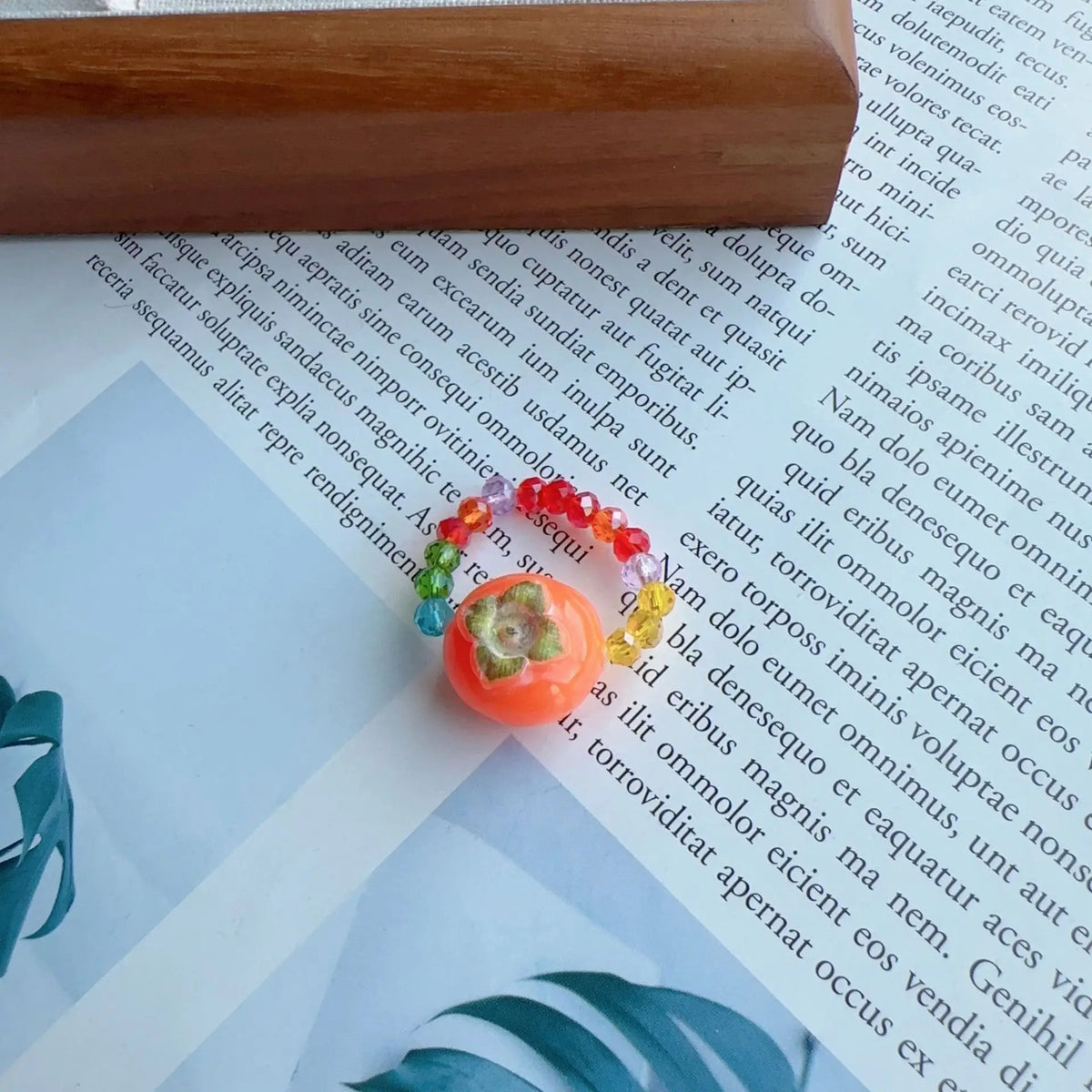 Beaded Fruit Charm Rings