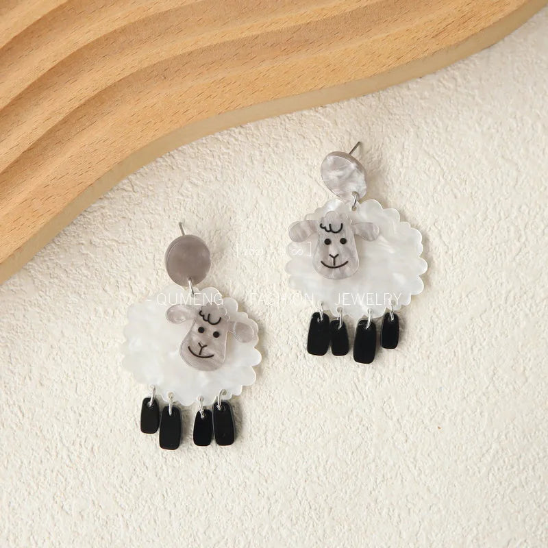 Acrylic Exaggerated Cartoon Animal Sheep Drop Earrings For Women New Trend Girls Ear Jewelry Gifts - Ice Cream Cake