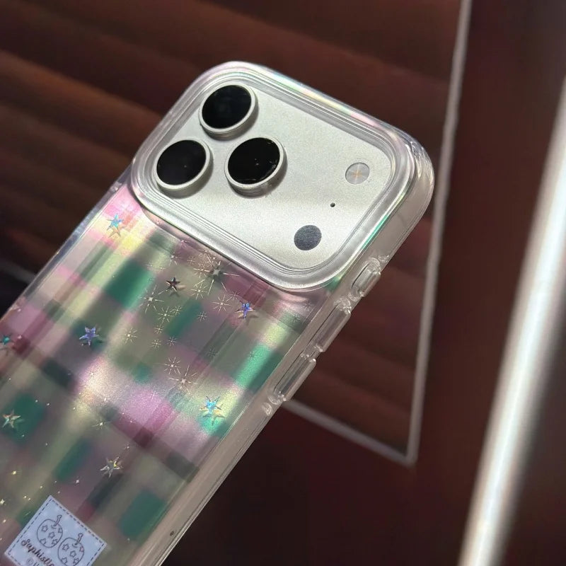 Pink and Green Plaid iPhone Case