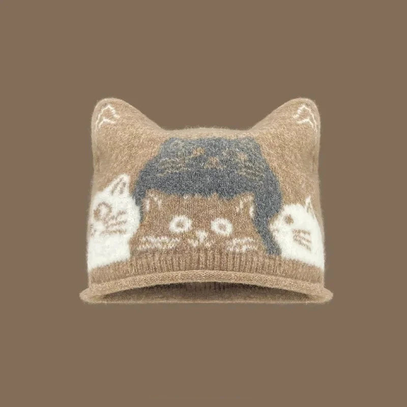 Cat Ear Kitty Cat Knit Beanie Hat