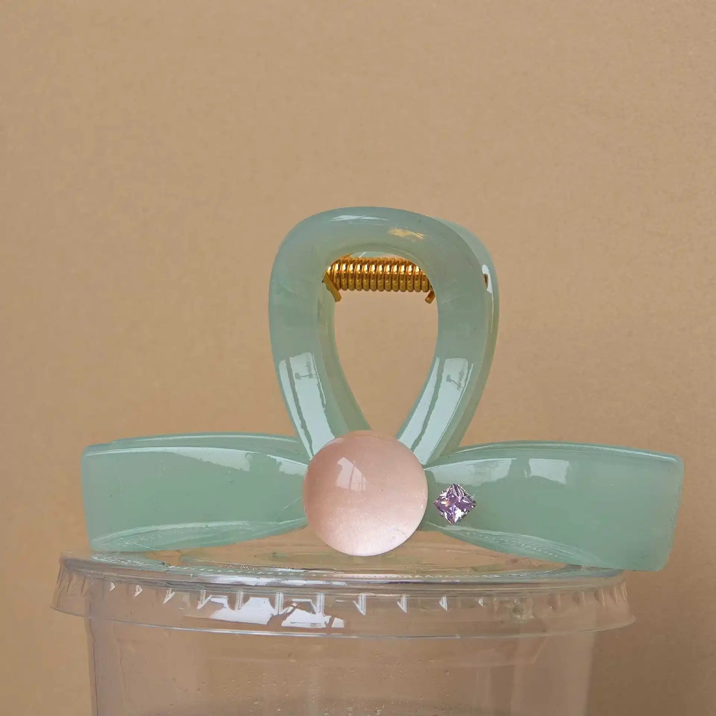 Mint Bead Acrylic Glossy Hair Claw Clip - Ice Cream Cake