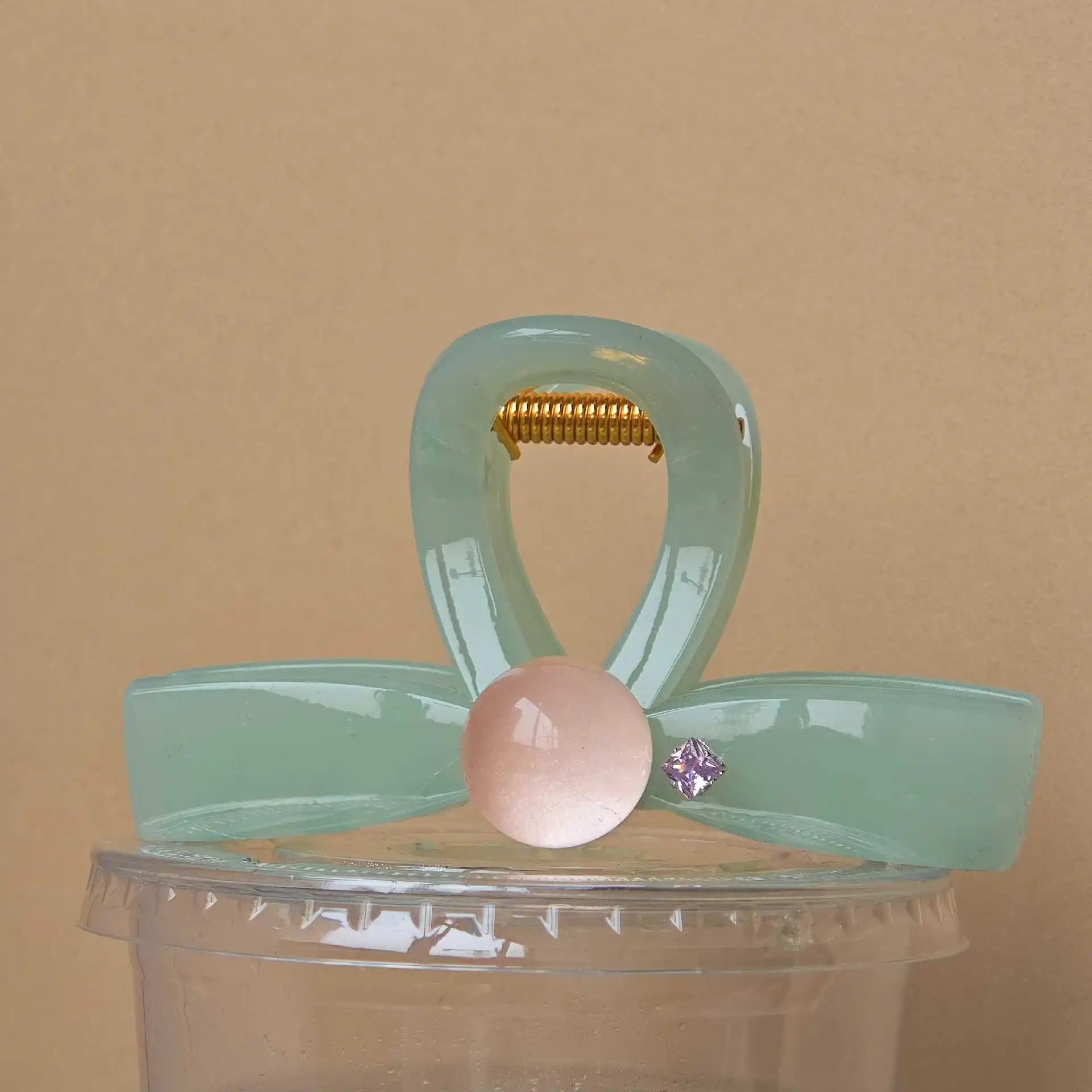 Mint Bead Acrylic Glossy Hair Claw Clip - Ice Cream Cake