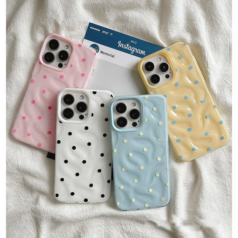 Black Polka Dots Phone Case For IPhone 17 16 16E 15 14 13 12 11 Pro Max XR XS Max 7 8 Plus Cute INS Cover Case Fundas - Ice Cream Cake