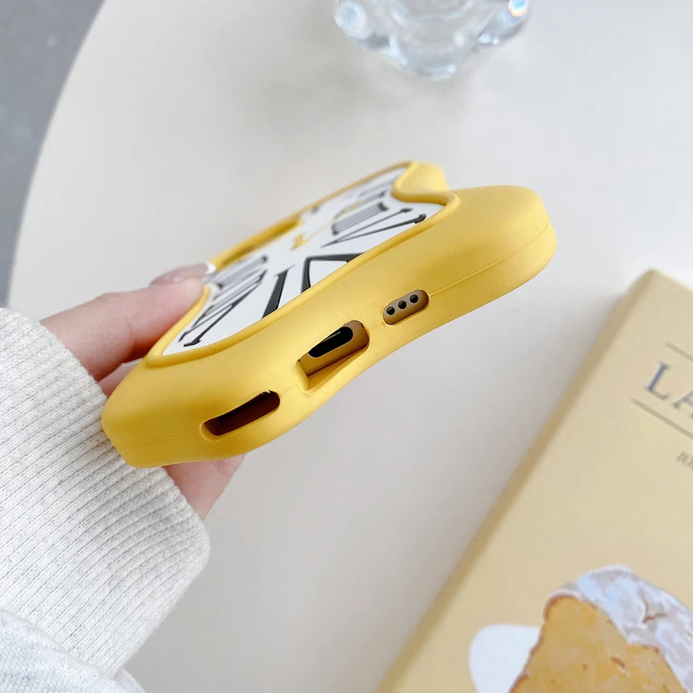 Funny Cartoon 3D Clock Phone Case For iPhone 16 Pro Max 15 14 13 12 Pro Max 11 Anti Fall Soft Silicone Cover - Ice Cream Cake
