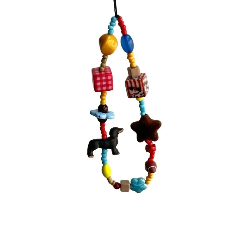 Rainbow Dachshund Beaded Wrist Strap