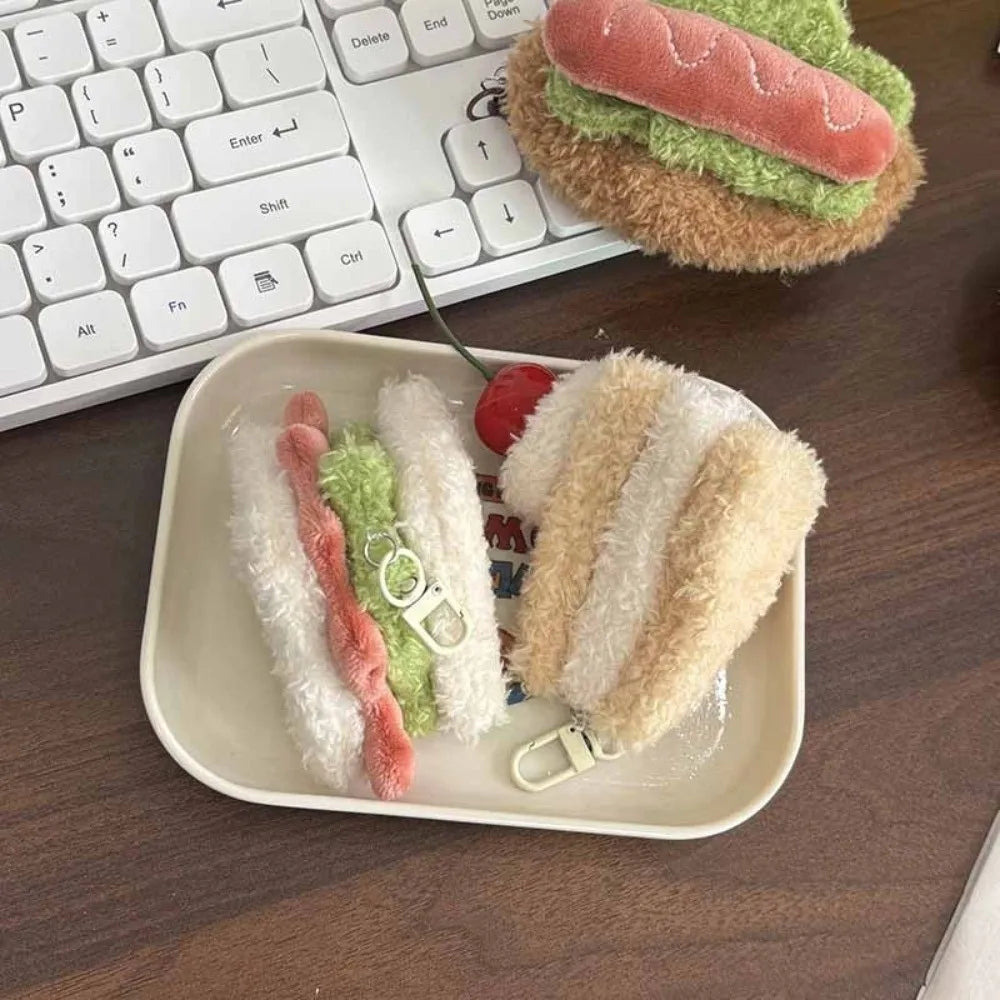 Korean Hamburger Simulation Food Keychain Stereoscopic Creative Sandwich Dessert Keyring Car Key Accessories Couple Gifts - Ice Cream Cake