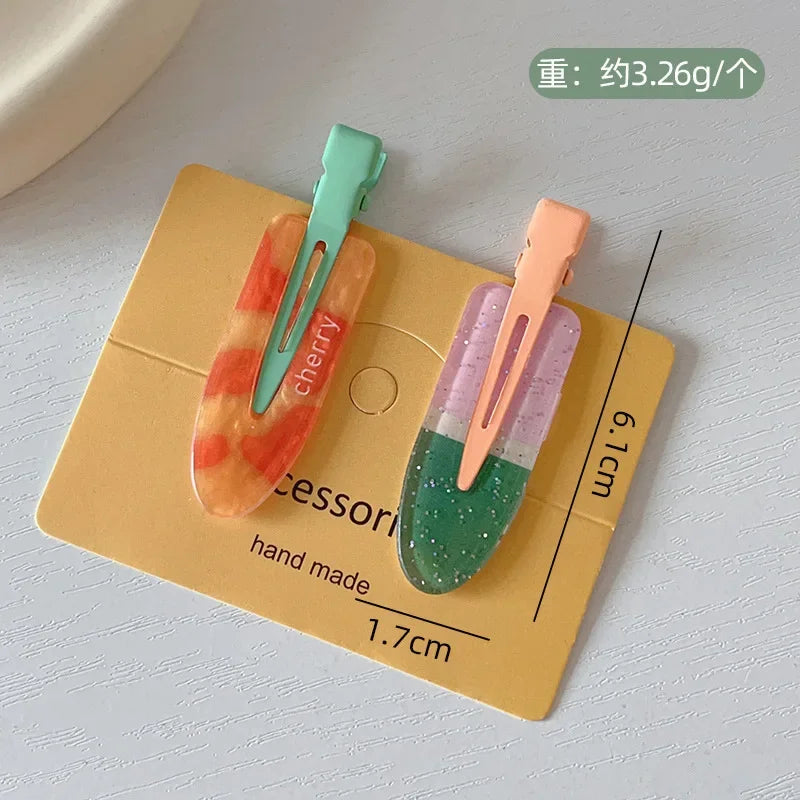 2/4pcs Candy Fruit Colors Hair Clips for Girl Summer Hairpins No Crease Acrylic Barrettes Hair Side Clamp Women Hair Accessories - Ice Cream Cake