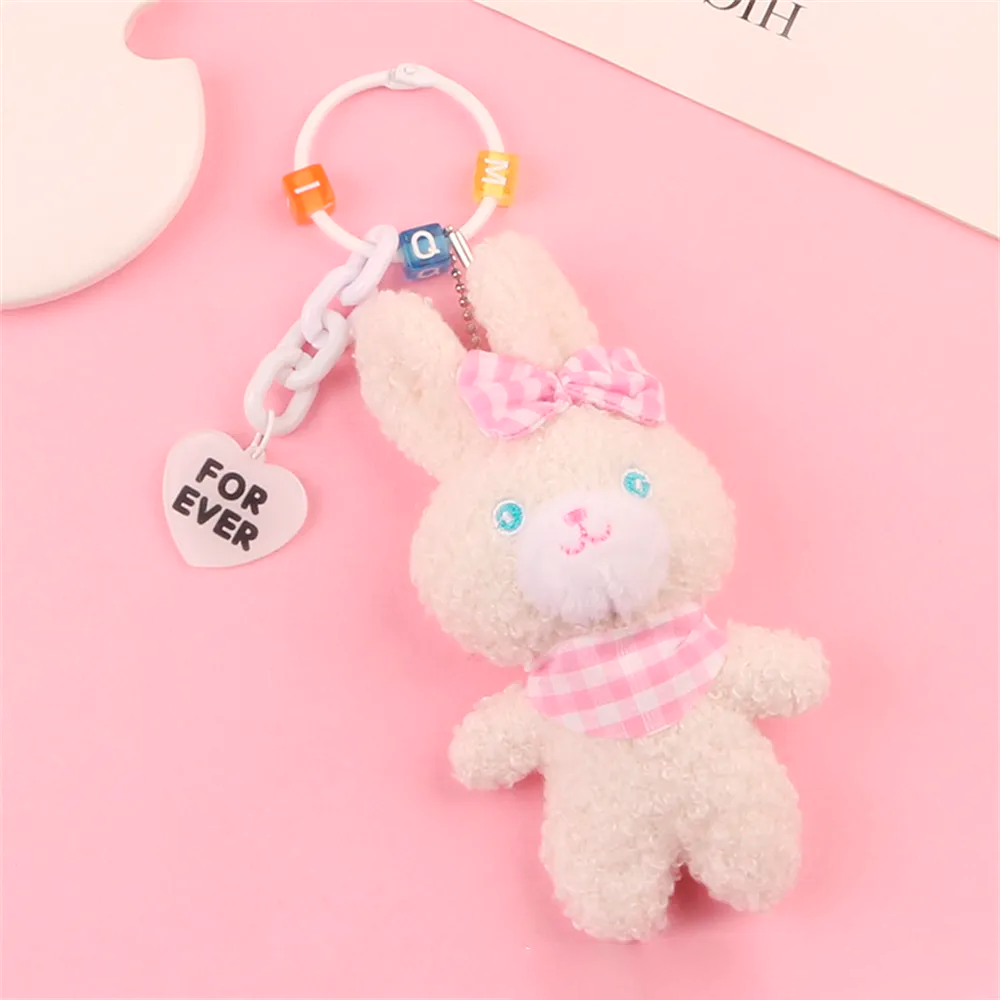 Gingham Bunny Animal Character Plush Keychain (3 Designs)