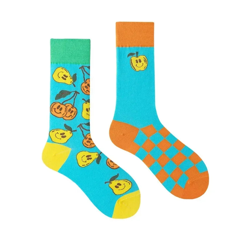 Mismatched Pop Colour Crew Socks (12 Designs) - Ice Cream Cake