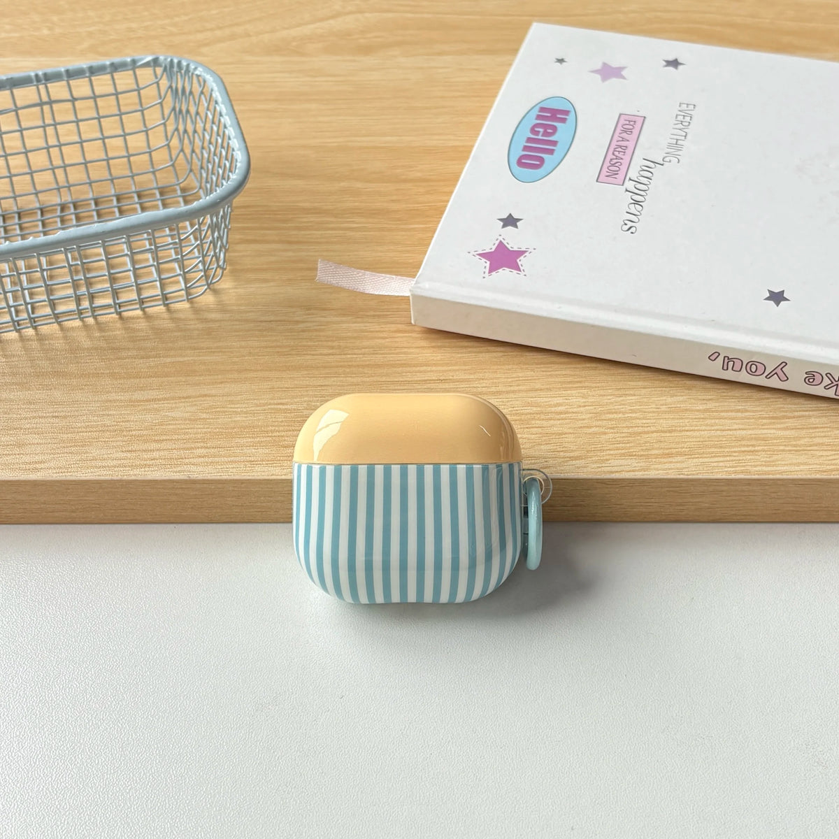 Lovely Pink Checkered Blue Stripe Pattern Dopamine Color Series Protective Earphone Case Suitable for AirPods 1 2 3 4 Pro 2 Pro3 - Ice Cream Cake