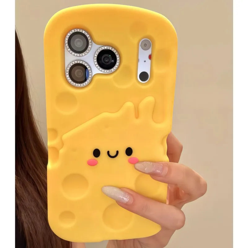 For iPhone 17 16 15 14 13 12 Pro Max 15 Plus Phone Cases Cute 3D Cartoon Cheese Soft Silicone Shockproof Cover lovers & Sisters - Ice Cream Cake