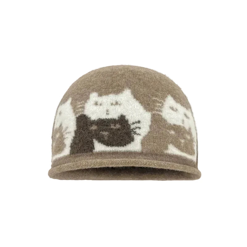 Knitted Cat Friends Beanie Hat