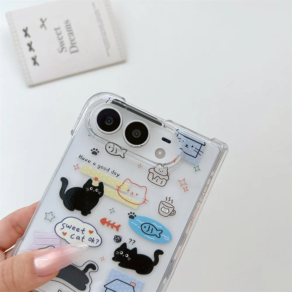 Kawaii Black Kitty Cat iPhone Duo Case