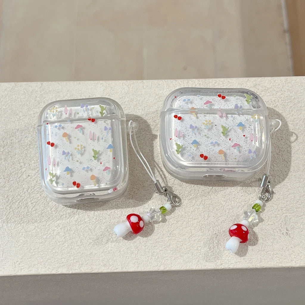Glitter Mushroom AirPods Charger Case Cover