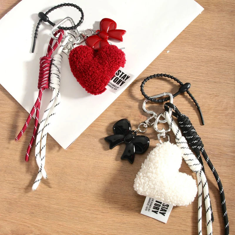 Fluffy Heart Clip-On Bag Charm