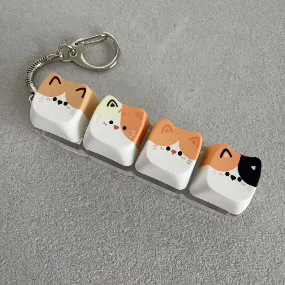 Kitty Cat Clicking Keyboard Key Fidget Keyring